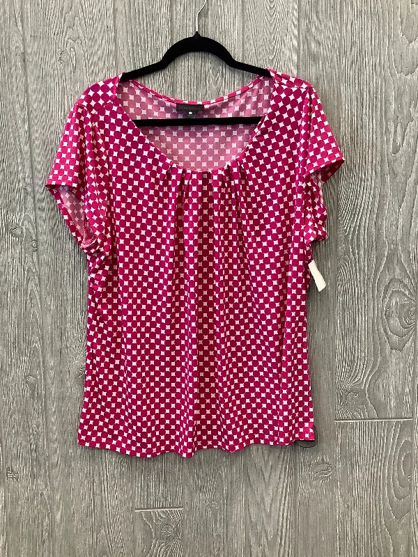 women's tops for everyday eleganceTop Short Sleeve By Worthington In Pink, Size: 2x