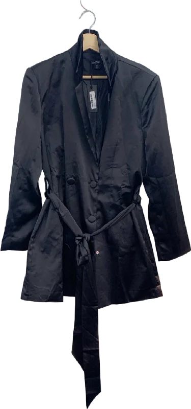 women's coats for rainy weatherBoohoo Black Belted Blazer UK 10