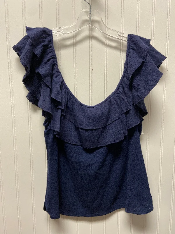 off-the-shoulder women's topsTop Short Sleeve By Anthropologie In Navy, Size: Xl