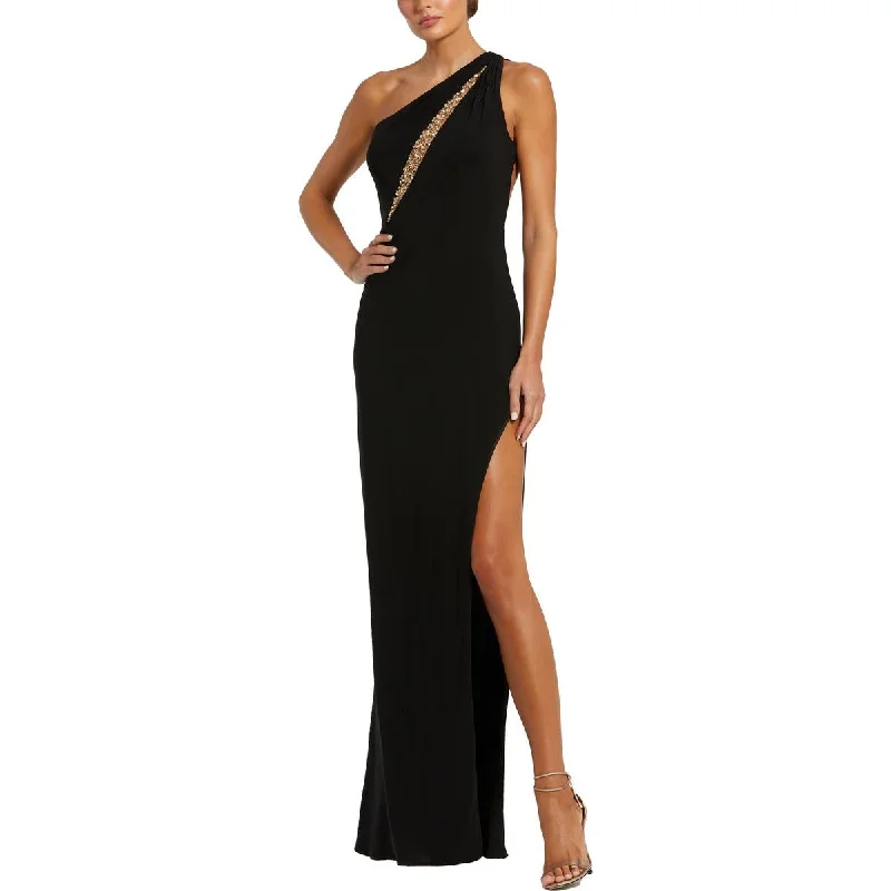 women's off-the-shoulder dressesMac Duggal Womens Illusion One Shoulder Evening Dress