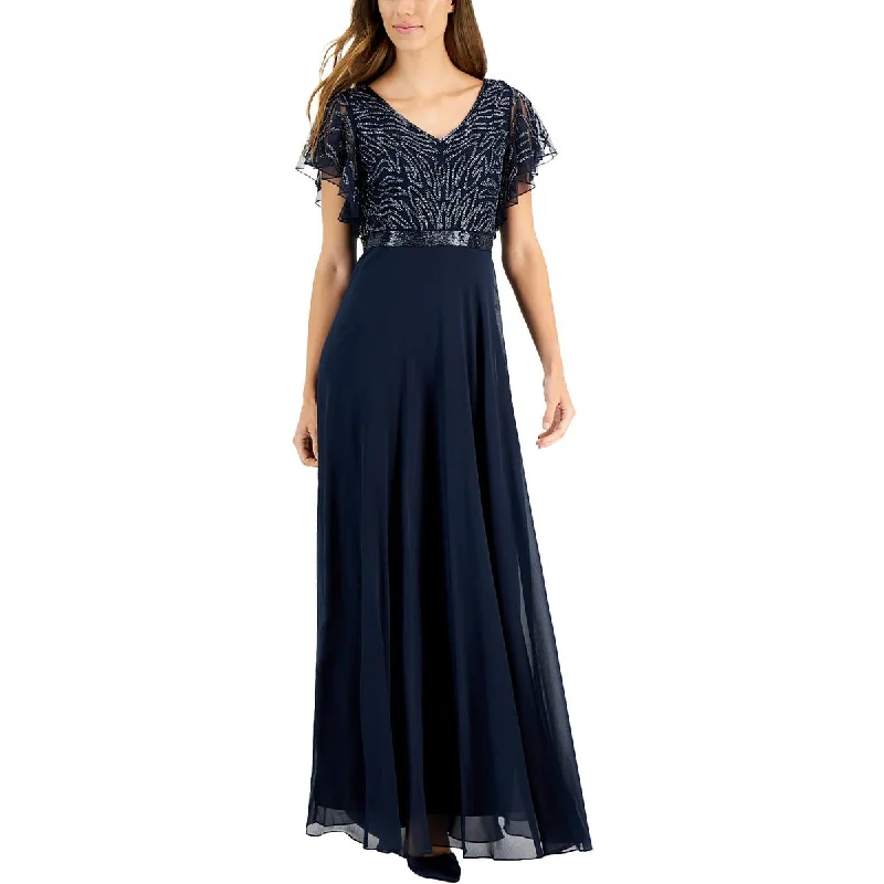 Plunging Neckline DressJKara Womens Plus Embellished V-Neck Evening Dress