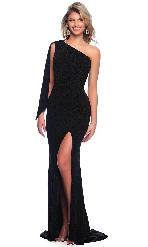 Pearl DressDave & Johnny 11851 - Fitted Bodice Asymmetric Neck Evening Dress