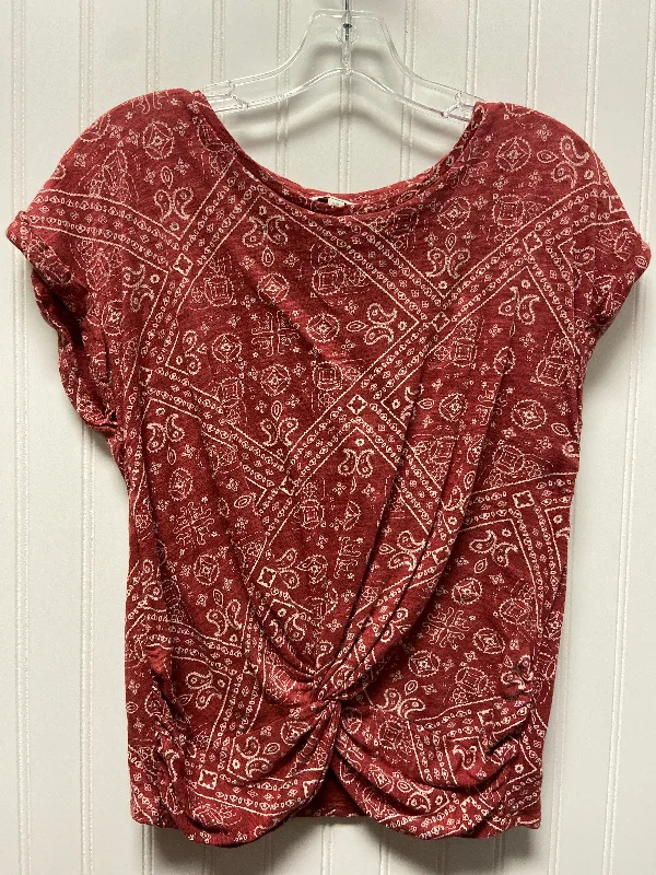 women's tops with geometric patternsTop Short Sleeve By Lucky Brand In Red, Size: S