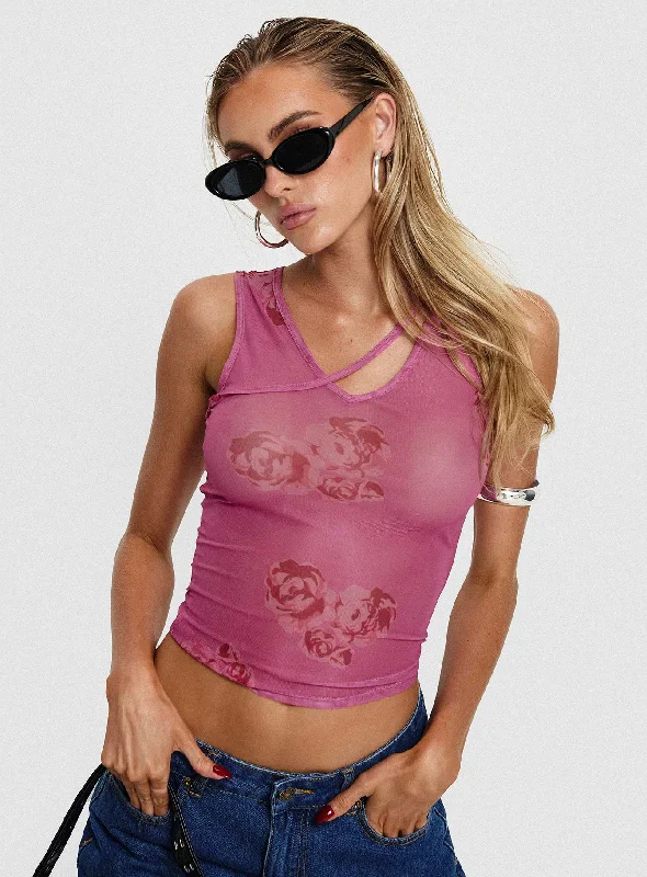 women's tops with sheer overlaysDangelio Mesh Top Pink