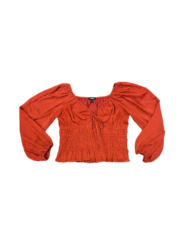 long-sleeved women's topsTop Long Sleeve By Express In Orange, Size: L