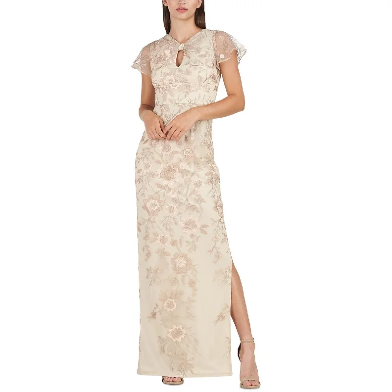 Ruffled Hem DressJS Collections Womens Jordan Mesh Embroidered Evening Dress