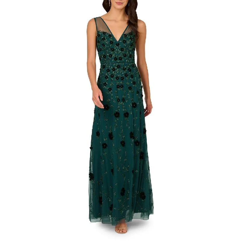 women's everyday dressesAdrianna Papell Womens Foramal Beaded Evening Dress