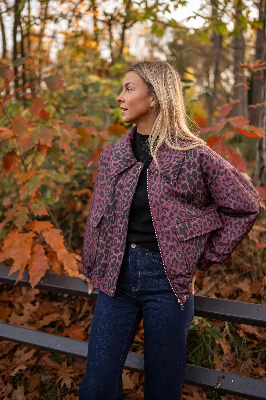 sustainable women's coatsVeste Thelma - léopard bordeaux