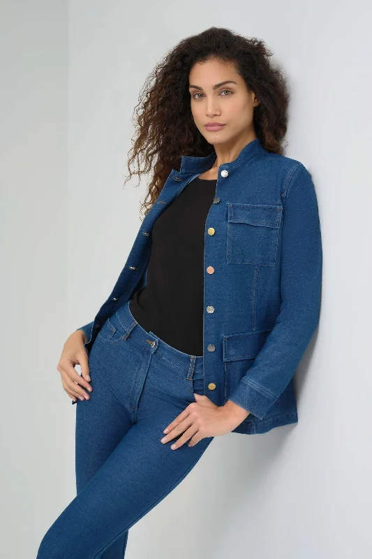 women's coats with asymmetrical hemsLuvan Performance Denim Utility Jacket