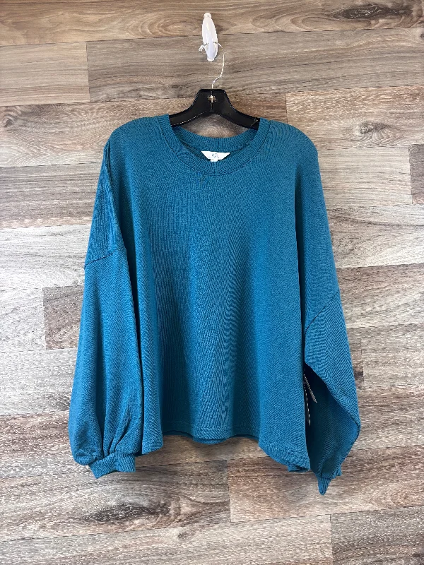 women's tops for those who appreciate subtle and muted tonesTop Long Sleeve By Time And Tru In Teal, Size: L