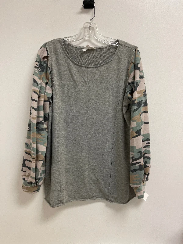 women's tops for boho-chic stylesTop Long Sleeve By Bibi In Camouflage Print, Size: M