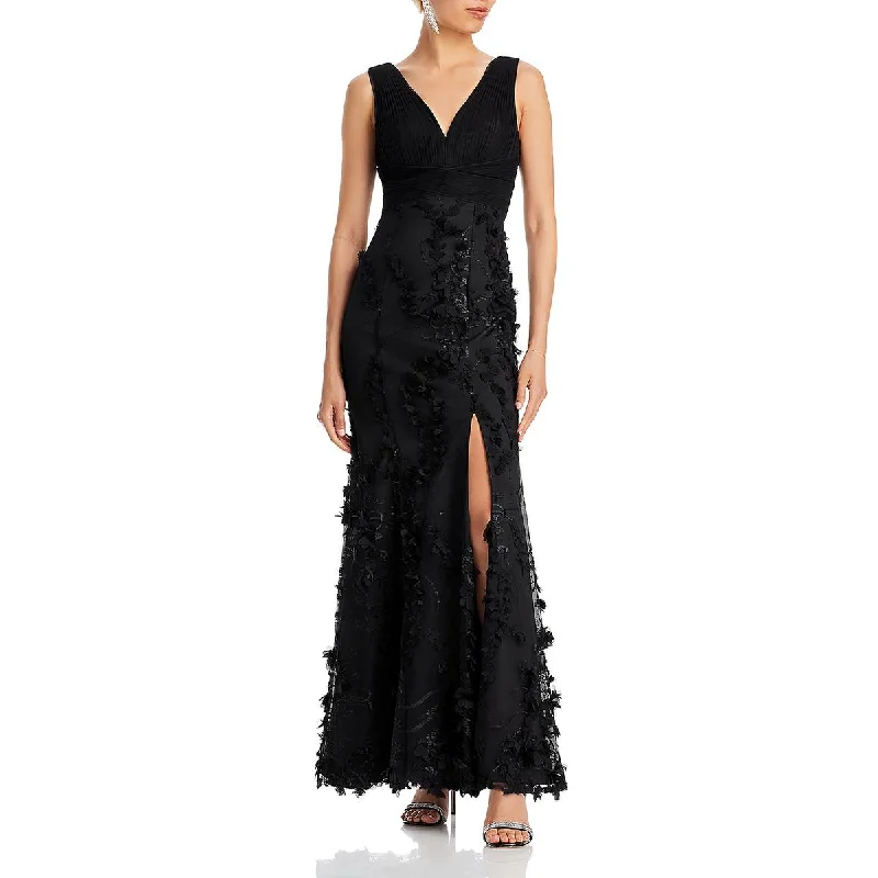 Laced-Up DressAidan Mattox Womens Floral Long Evening Dress