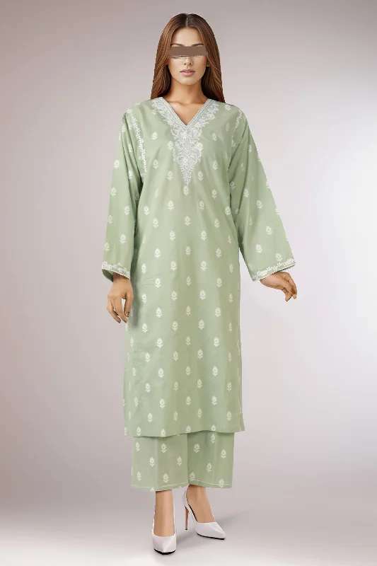 Embroidered Cotton Jacquard Stitched 2 Piece (Shirt/Trouser)