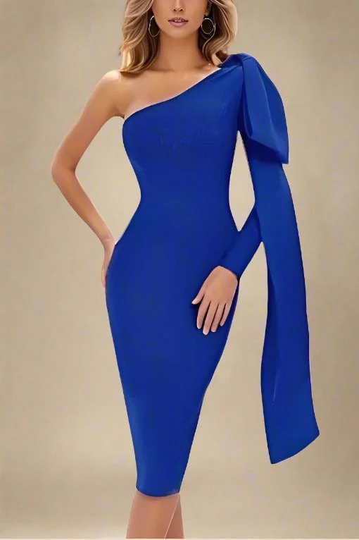 women's evening dressesLela Long Sleeve Bandage Midi Dress - Royal Blue