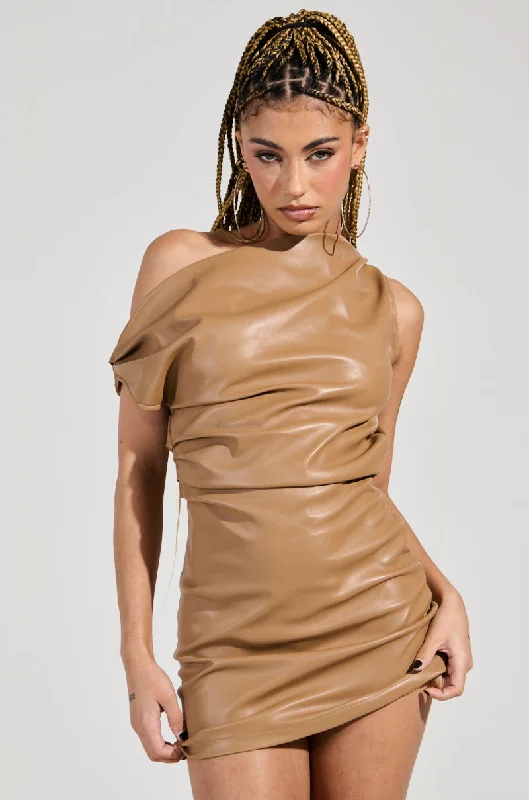 women's chiffon dressesUNREACHABLE FUAX LEATHER MINI DRESS