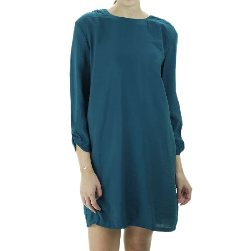 women's fair-trade dressesWomen's 3/4 Sleeve Plain Mini Dress,Dark Green