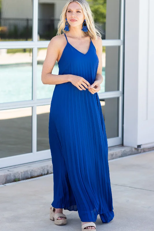 Short-Sleeve DressWarm Summer Nights Royal Blue Maxi Dress