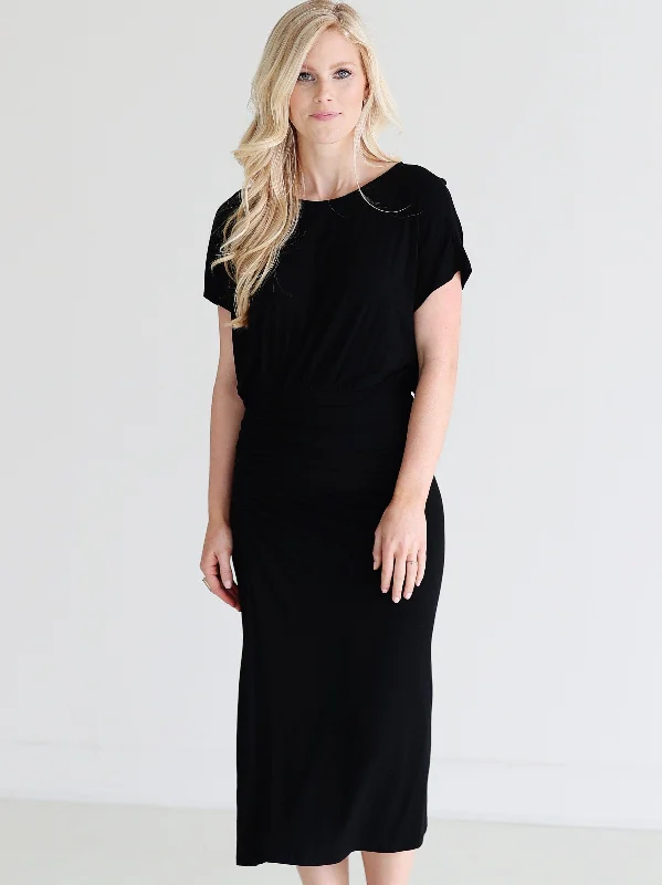 Sheath DressBlack DLMN Ruched Side Midi Dress