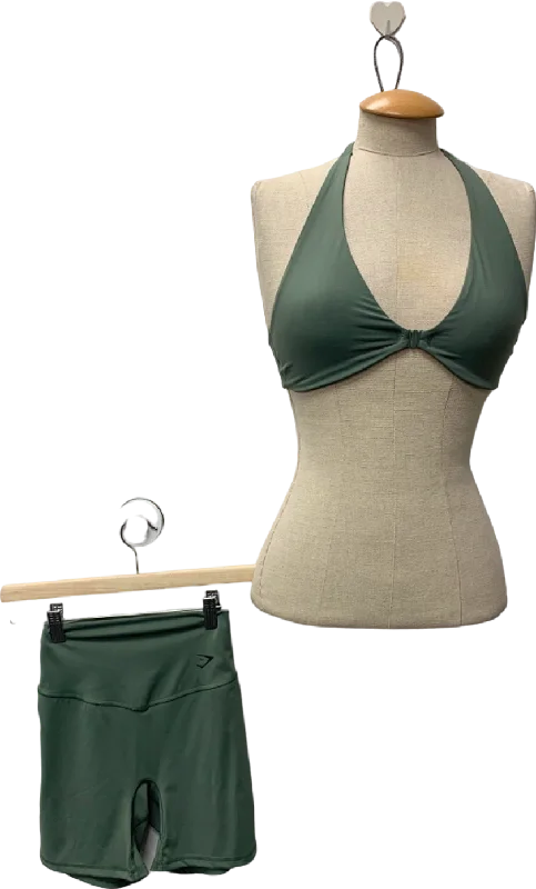 DUPLICATE LISITNG? CHECK Gymshark Green Halter Neck Sports Bra and Shorts Set UK XS