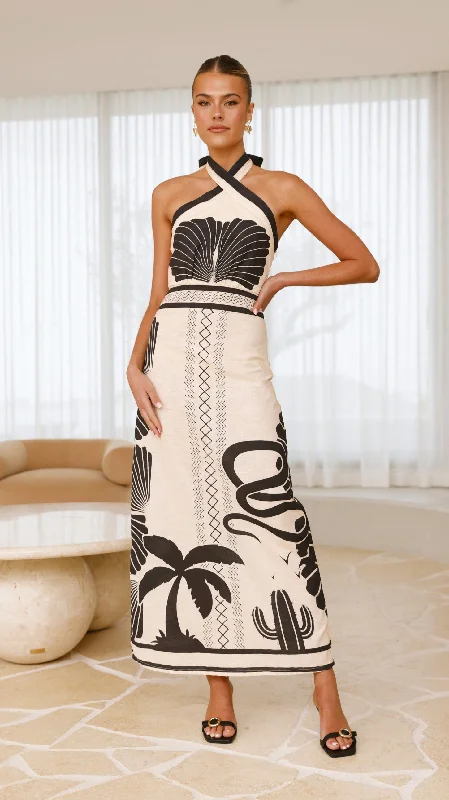 Silk DressBoe Halter Maxi Dress - Palm Canyon