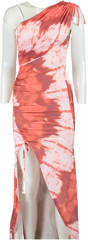 women's beach dressesASOS Design Coral Tie-Dye One Shoulder Maxi Dress UK XS