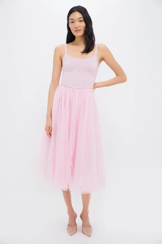 Peter Pan Collar DressPink Sleeveless Midi Dress