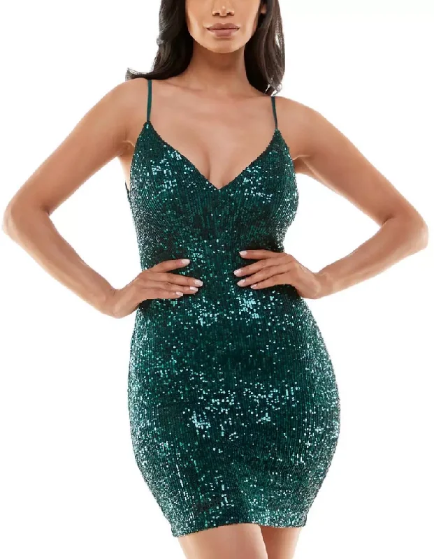 Custom DressL - emerald sundae green sequin mini dress