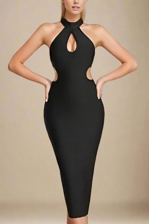 Velveteen DressSaint Bodycon Midi Dress - Classic Black