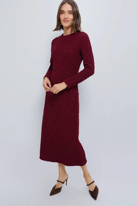 women's bow dressesMaroon Textured Madison Midi Dress