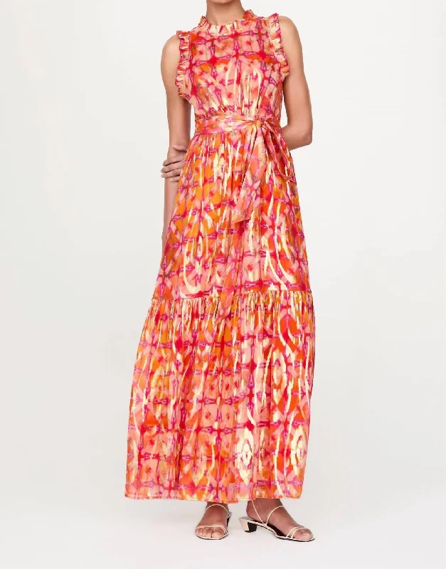 women's body-skimming dressesAlice Maxi Dress In Metallic Guava