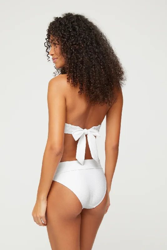 Glittery Female SwimwearCore Foldover Bottom White