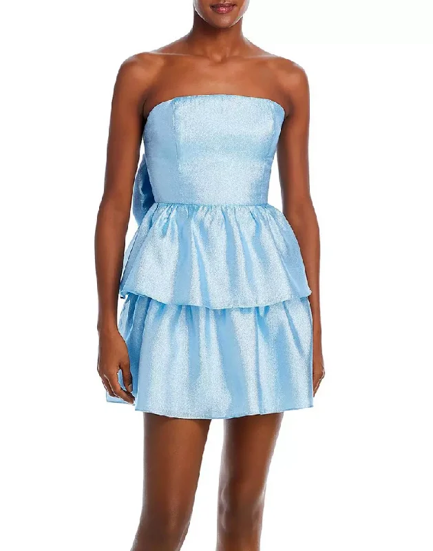 women's stretchy dressesM - amanda uprichard blue strapless bow mini dress