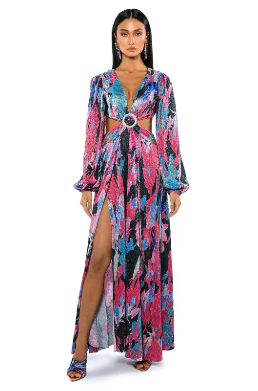 Ruffle DressON MY WAY LONG SLEEVE MAXI DRESS