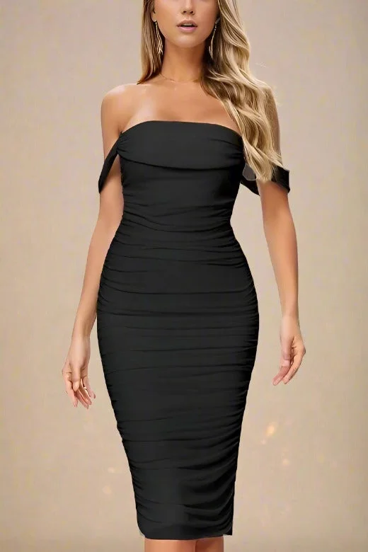 Petite DressZia Bodycon Wrap Midi Dress - Classic Black