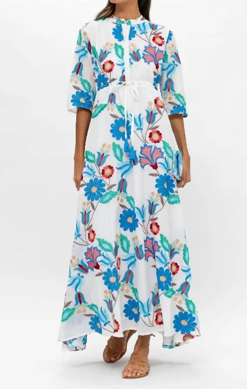 Custom DressCinched Maxi Shirt Dress In Multi Monet