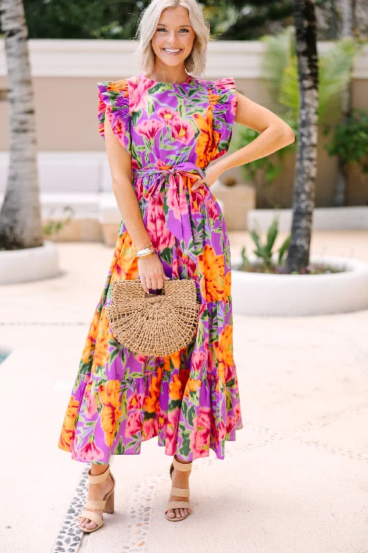 Shift DressPerfect Pick Lander Purple Floral Maxi Dress