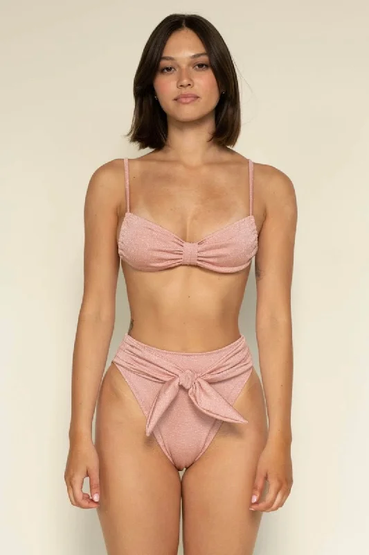 Flattering Female SwimwearPaula Tie Up Bikini Bottom Prima Pink Sparkle