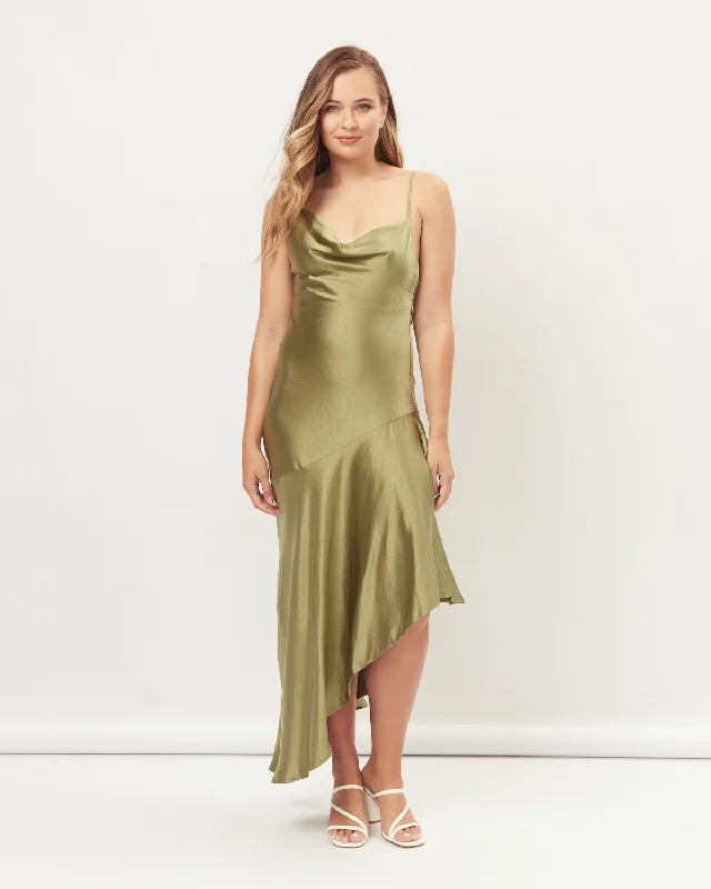 Cheetah Print DressNevaeh Green Asymmetric Hem Maxi Dress