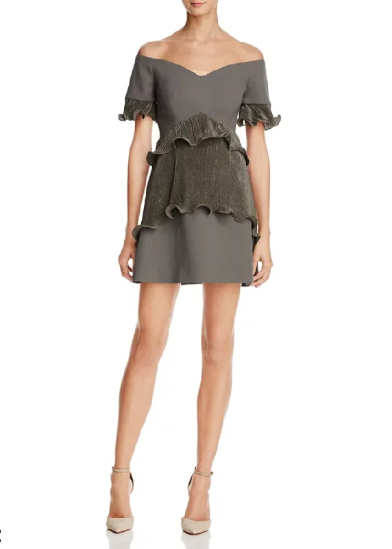 Laced-Up DressM - talulah green textured off the shoulder mini dress