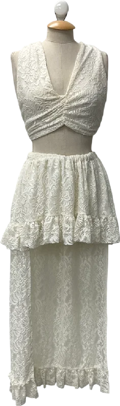 Zack White Lace Maxi Skirt & White Lace Top UK S/M