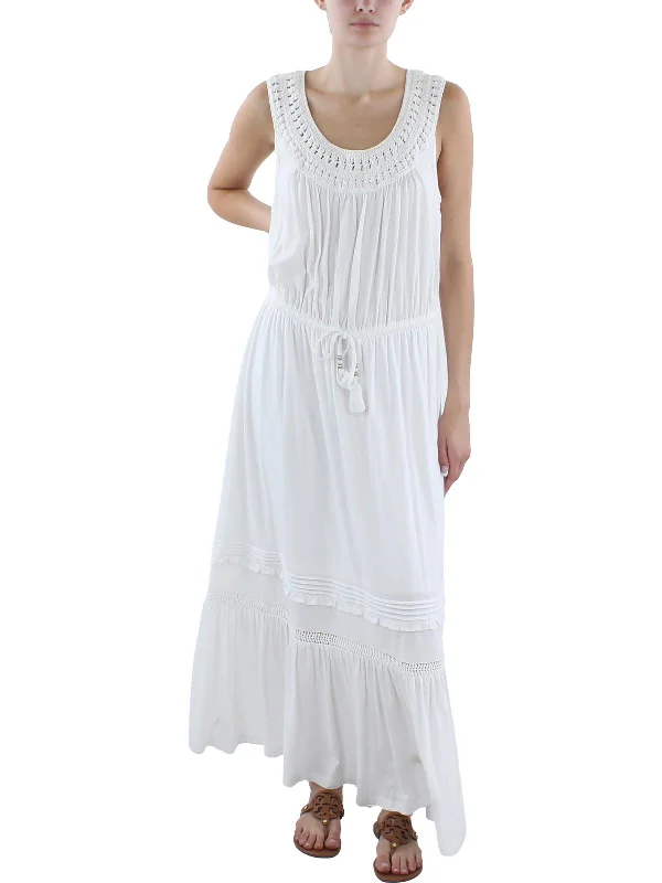 Long-Sleeve DressWomens Crochet Cotton Maxi Dress