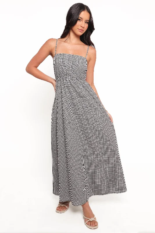 women's flowy dressesSerene Maxi Dress - Black Gingham