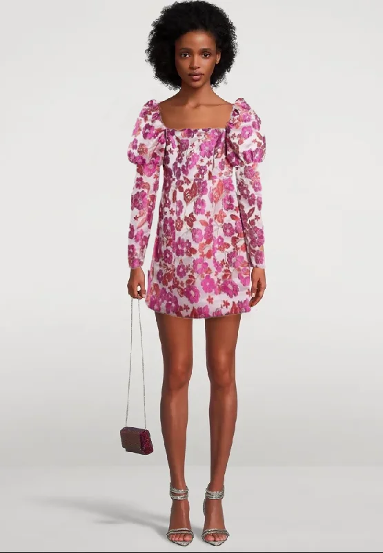 Long-Sleeve Dress10 - collective the label pink floral jacquard mini dress