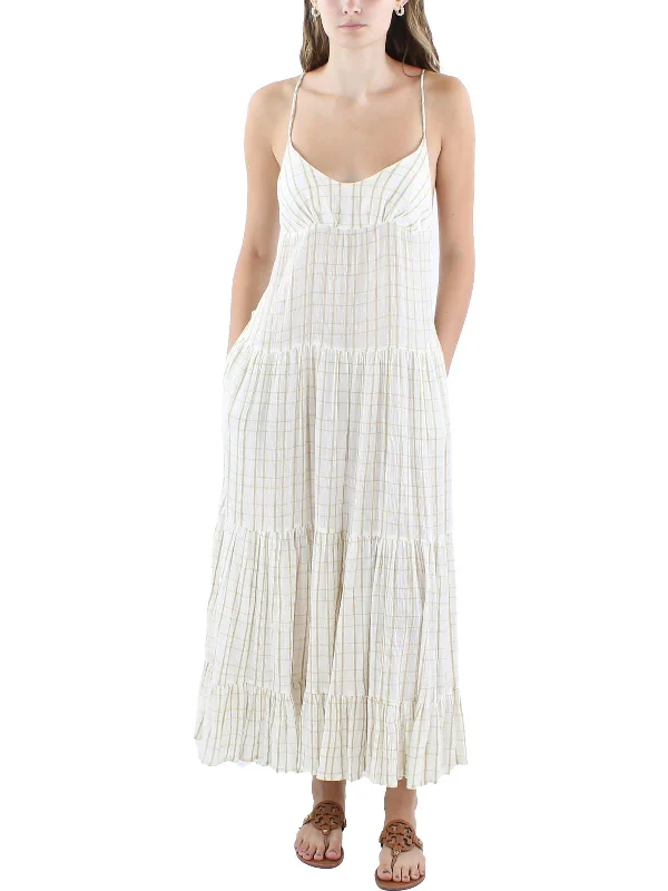 Casual DressMarigold Womens Window Pane Cotton Maxi Dress