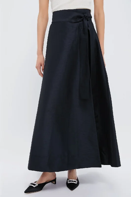 women's silk dressesBlack Helena Midi Wrap Skirt