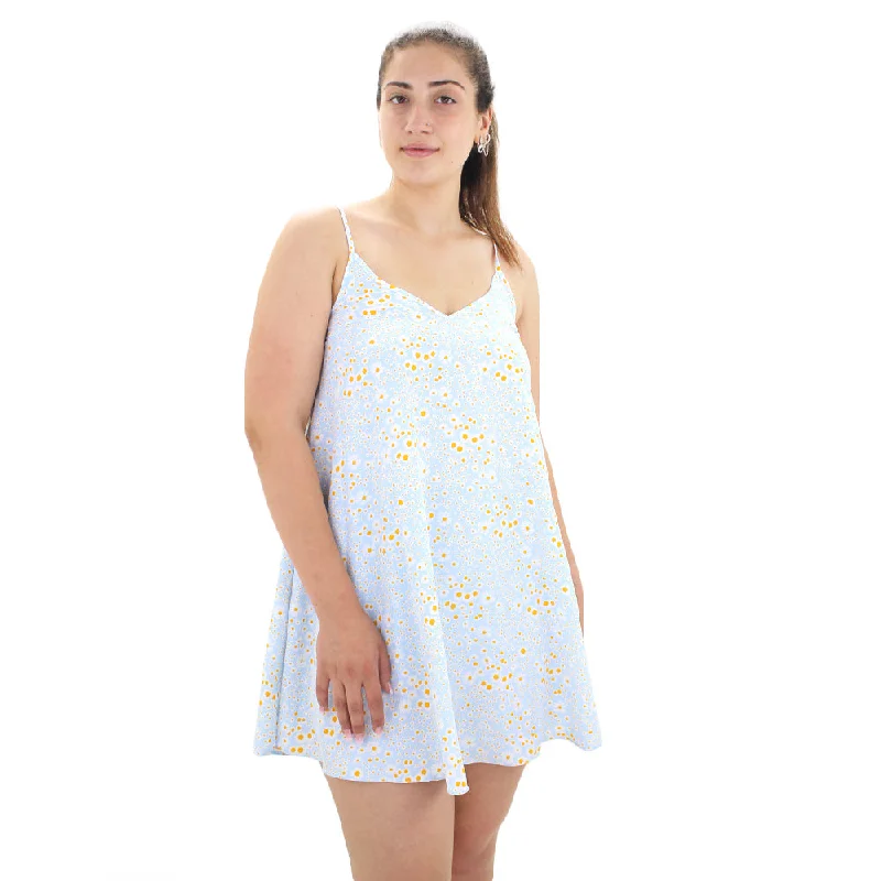 Laced DressWomen's Floral Spaghetti Strap Mini Dress,Light Blue