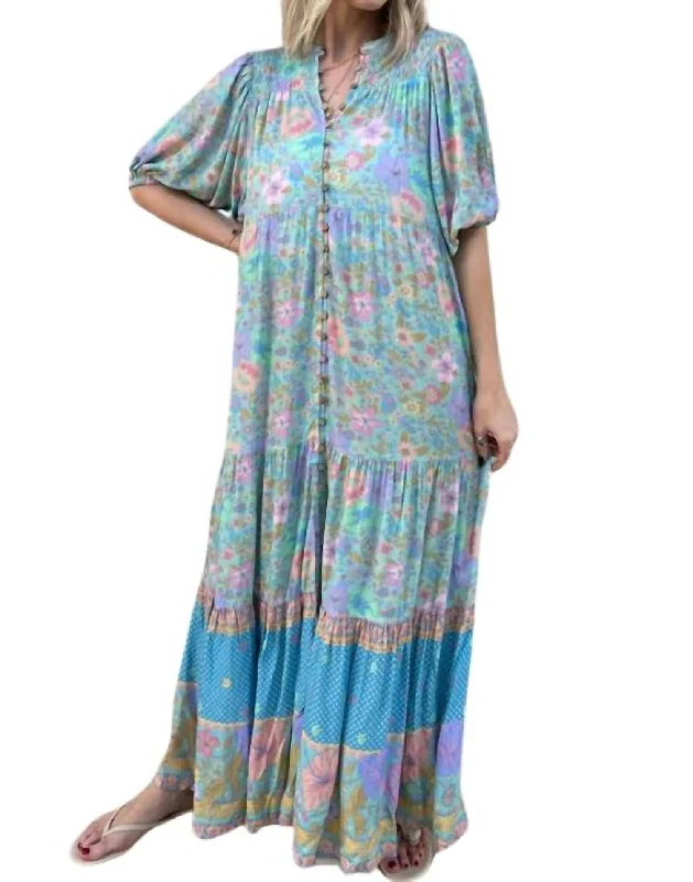 women's eco-friendly dressesHibiscus Lane Maxi Dress In Blue