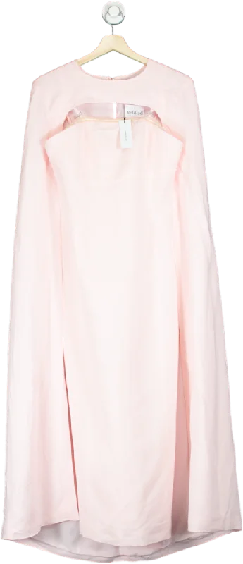 women's designer dressesKaren Millen Blush Fluid Tailored Caped Maxi Dress UK 8