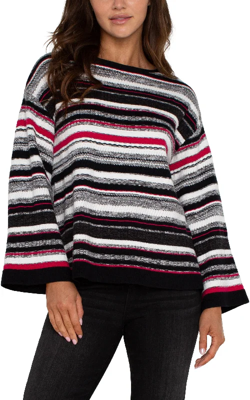 women's active pantsBOAT NECK STRIPED SWEATER