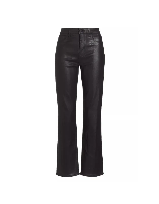 women's winter pantsL'agence Ginny High Rise Straight Jean in Noir Coated